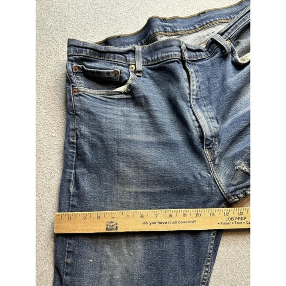 Levis 505 Jeans Mens 40x32 (38x29) Medium Blue Straight Leg Denim Distressed‎